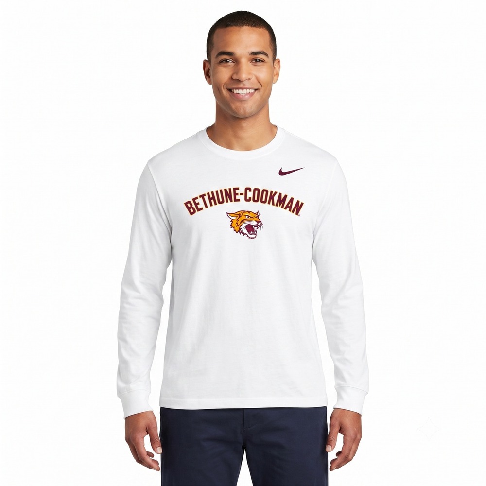 Nike Bethune-Cookman Wildcats Long Sleeve‎ Tee White Loose Fit Large HBCU Shirt